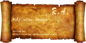 Rösler Andor névjegykártya
